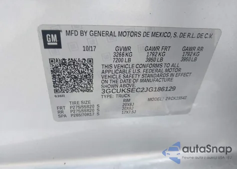 2018 Chevrolet Silverado 1500 1Lz from USA, damaged, VIN 3GCUKSEC2JG186129